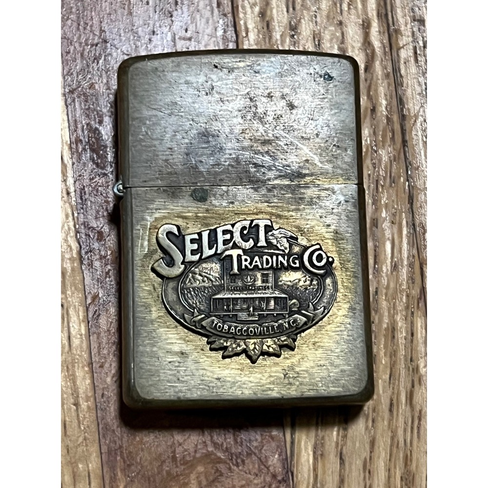 Vintage Zippo Brass Lighter Select Trading Co Tobaccoville NC Emblem Collectible